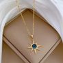 Star Starburst Blue Stone Crystal Gold Necklace Image 3