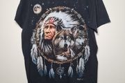Vintage Wild T Shirt American Indian Wolves Dreamcatcher Print Fromt And Back Size Medium