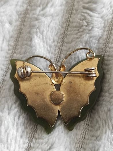 Vintage jade butterfly brooch