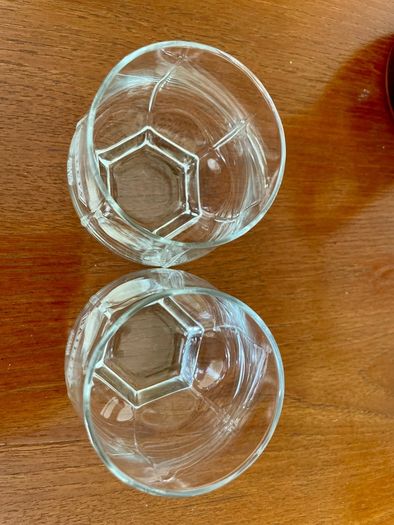 Pair Vintage Footed Hexagon Baileys Irish Cream Glassware