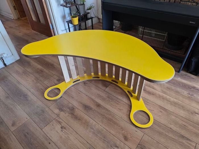 Wooden Montessori 4 in 1 Set Rocker, Slide, Climber & Table (Yellow)