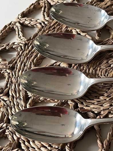 Four Antique Elkington & Co Sterling Silver Large Serving Spoons  321g