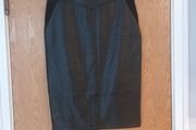 River Island  Black Faux Leather/Stretch  Material  A-Line  Skirt.   S. 14..  NEw - No Paper Tag.