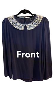 FOREVER21 Navy Embroidery Applique Collar size L