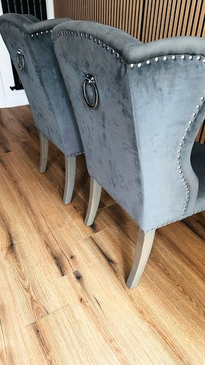 Grey wing back chairs
