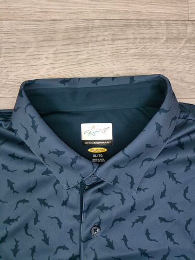 Greg Norman Shark Print Golf Polo Shirt Mens XL