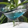 Murano Art Glass Bowl, Aqua/Teal Blue, Vintage Italian Hand Blown, 22cm Image 2