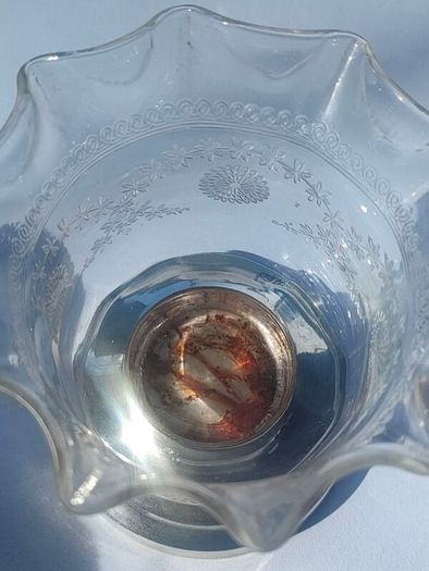 Art nouveau glass vase on Chester Sterling base