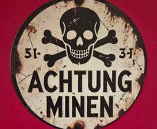 ACHTUNG MINEN  , vintage style metal sign .