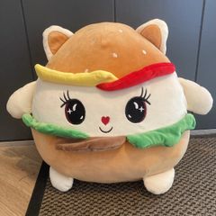 Large Squishmallows type soft toy Burger Cat