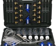 Diesel Leak Off Test Kit for Common Rail Injectors, 6-Cylinder Diesel Leak Test Common Rail Tester, equipped with 24 Adapters, compatible with Bosch, Siemens, Delphi, and Denso Diesel Engines