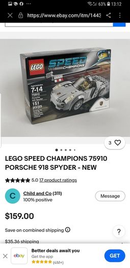 Sealed Lego Speed Champions: Porsche 918 Spyder (75910)