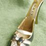 Vintage Enameled Black, White High Heel Shoe Business Card Photo Holder Image 8