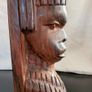 African Wooden Head Bookends Pair Hand Carved Tribal Hardwood Busts Image 9
