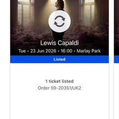 2 x Lewis capaldi tickets Marley park 23 June