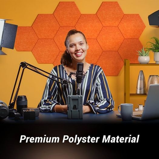 NEW SALE | 12 Pack Hexagon Acoustic Panels Self-adhesive, 30x26x0,9cm High Density Sound Proof Panels