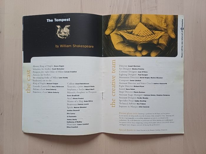 William Shakespeare - The Tempest Programme Booklet (The Abbey Theatre 1999)