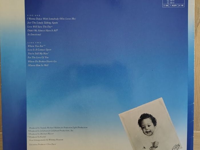 Whitney Houston - Whitney Vinyl LP (1987) Irish Pressing w/Inner Sleeve EX+