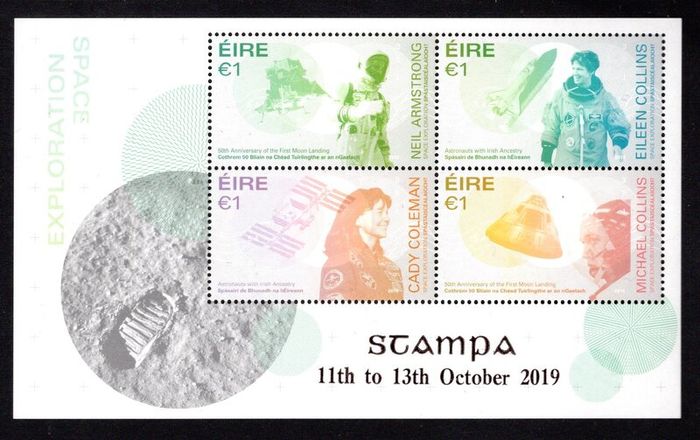2019 Ireland Stampa Members Souvenir overprinting Space Exploration Commemorative Stamps Miniature Sheet Mint Never Hinged (MNH)