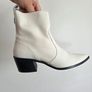 Zara Off White Leather Western Ankle Boots Size 37 EU Image 2
