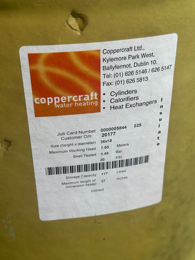 Copper hot water tank