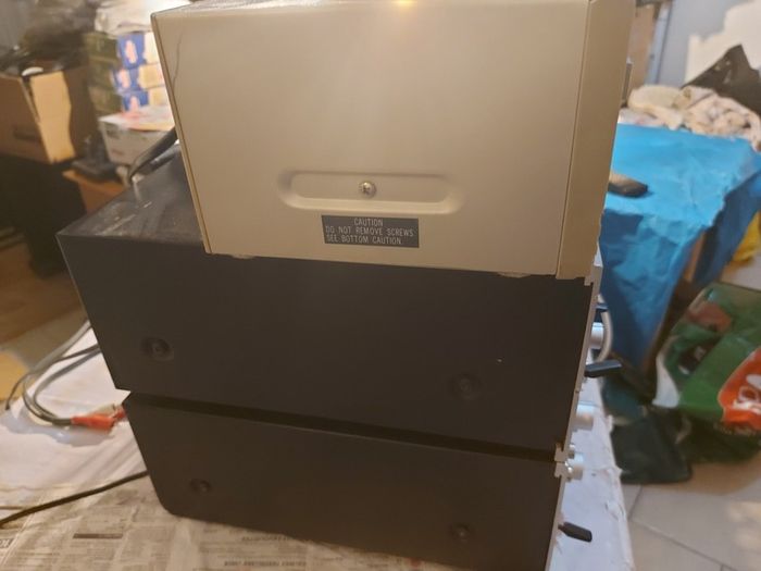 Technics FM-AM Stereo Tuner Model ST-3200, Technics Model No. RS-M205, Technics Stereo integrated Amplifier Model SU-3200, 3 parts of a Technics Music System, No phonograph or Speakers