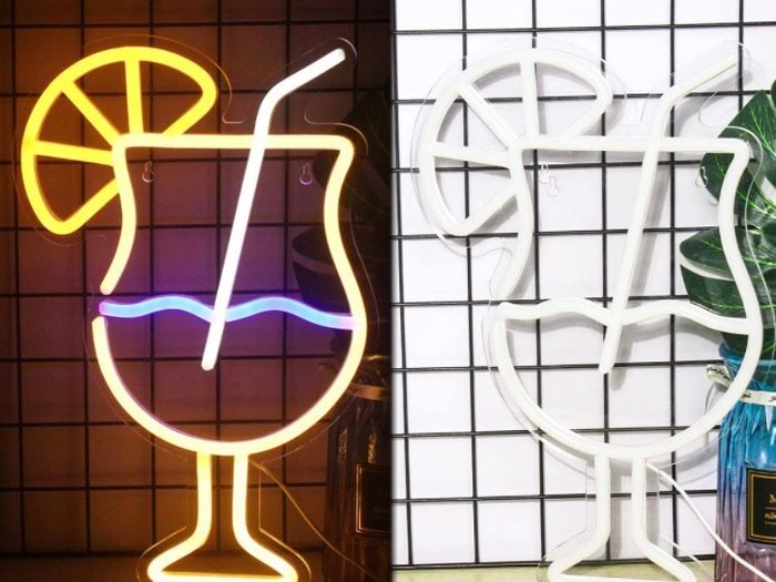 Cocktails Neon Sign for Wall Decor Goblet LED (15.7 inch x 10 inch)
