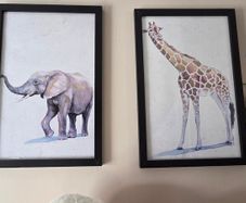 Elephant and giraffe framed prints