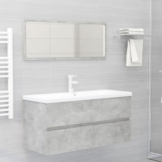 Sink Cabinet with Built-in Basin Concrete Grey Chipboard