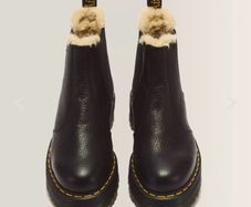 2976 Faux Fir Lined Dr Martens Quad Platform Chelsea Boots