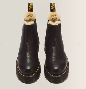 2976 Faux Fir Lined Dr Martens Quad Platform Chelsea Boots