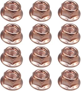 12 Pcs Car Exhaust Manifold Nuts Head Copper Nut M8 Hex Nuts Copper Self Locking Car Parts for Bmw E30 3 Series
