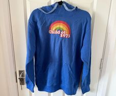 Blue "Child of 1973" Hoodie Mens Medium
