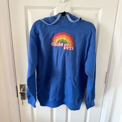 Blue "Child of 1973" Hoodie Mens Medium