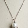 Vintage Sterling Silver 925 White Pearl and Crystal Necklace - Bridal Drop Pendant length 18" - 13,4g Image 2