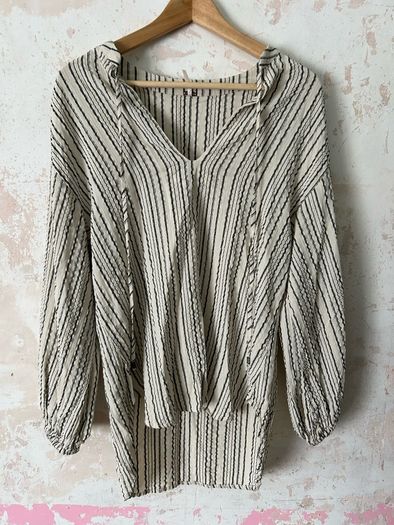 Free People Boho Striped Long Sleeve Tunic Blouse | Size XS