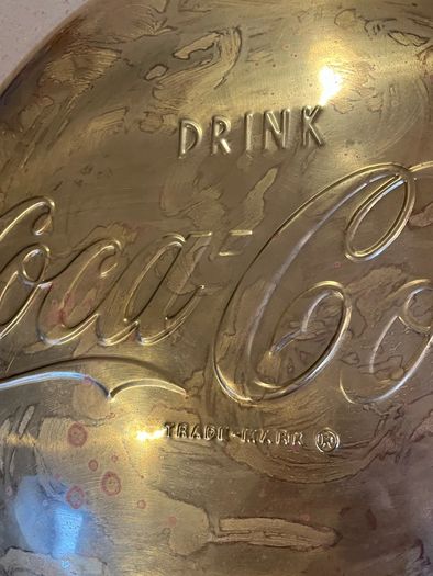 Coca Cola Embossed Brass Sign from the 50