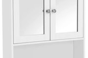 Double Mirror Doors Bathroom Cabinet, Wall Cabinet, Storage Cupboard, Wall-Mounted Storage Unit, Adjustable Height Shelves, 56 x 13 x 58 cm, White (FREE POSTAGE)