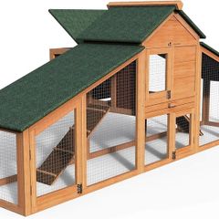 Chicken Coop and Run, Small Wooden Hen House Poultry Ark Coup Rabbit Hutch Home with Nest Box