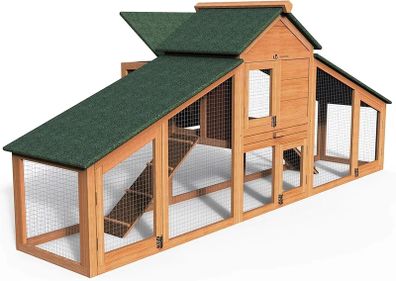 Chicken Coop and Run, Small Wooden Hen House Poultry Ark Coup Rabbit Hutch Home with Nest Box