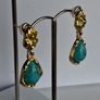 Ornate Floral Glited Turquoise Drop Earrings Image 7