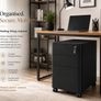 Rolling Filing Cabinet With Lock 3 Drawer Mobile Office Cabinet On Castors Black Image 7