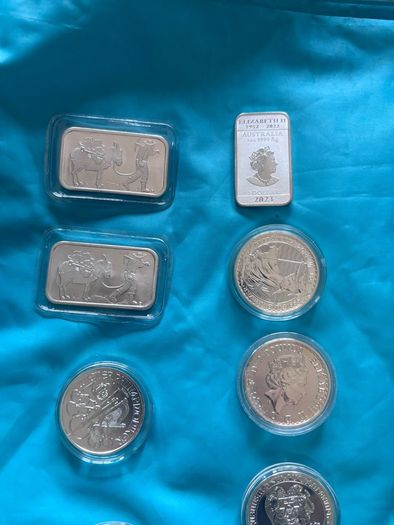 12 Silver 1oz bars and Coins 80 each