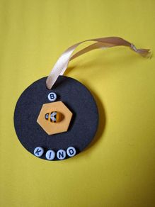 Two "Bee Kind" Foam Disc Ornaments (Handcrafted)