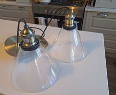 Brass ceiling light pendant with cone clear glass