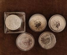 ( Job Lot) 5 x Silver bullion Coins.999 fine silver