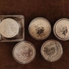 ( Job Lot) 5 x Silver bullion Coins.999 fine silver