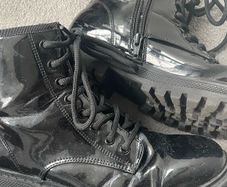 Patent boots, size 6
