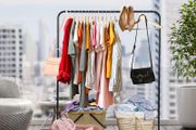 Clothing Rack Heavy Duty Hanging Racks for Clothes with Top Rod and Storage Bottom Shelf