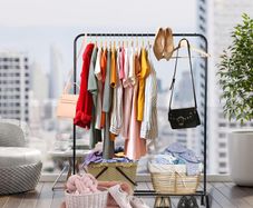 Clothing Rack Heavy Duty Hanging Racks for Clothes with Top Rod and Storage Bottom Shelf